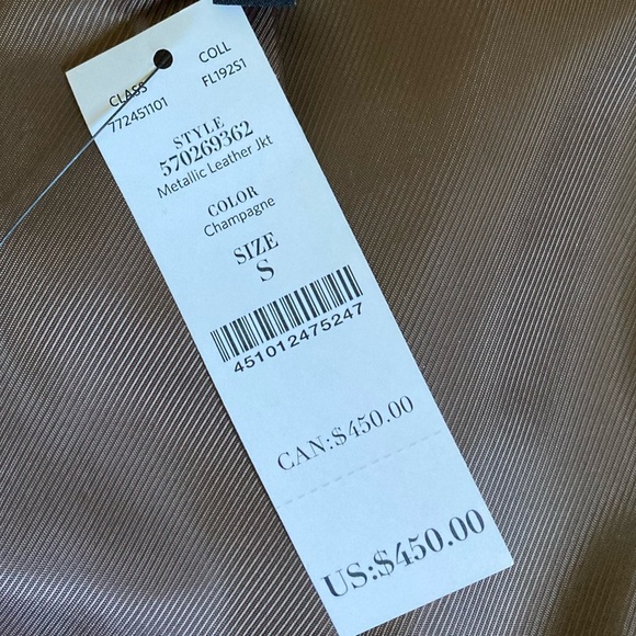 WHBM Metallic Leather Moto Jacket Asymmetric Zip NWT Gold - Picture 13 of 15